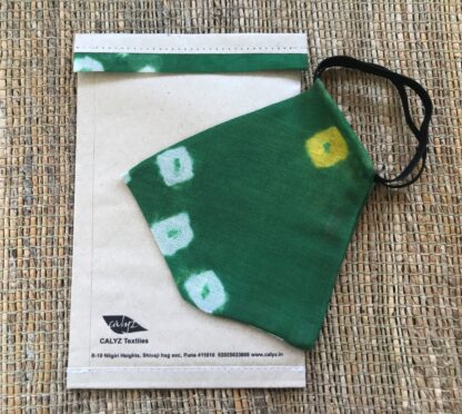 Stay Safe Green Bandhani Mask - Image 2